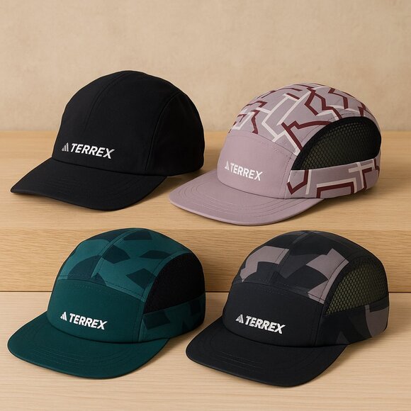 4 Adidas Terrex 5-Panel Graphic Caps Jogging Running Trail Hats OSFM Brand New - Picture 1 of 10